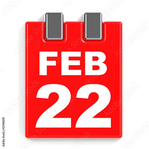 February 22 Calendar On White Background Stock Photo And Royalty