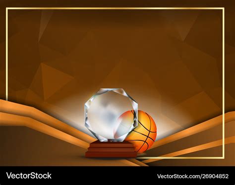 Basketball Game Certificate Diploma With Glass Vector Image