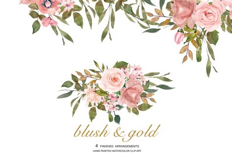 Beautify your mobile, desktop or website with our stunning collection of floral backgrounds. Watercolor Flower Clipart Blush Rose Gold Leaves Clipart ...