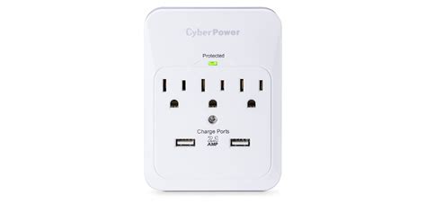 Cyberpower Csp300wur1 Surge Protector 3 Ac Outlet With 2 Usb Charging