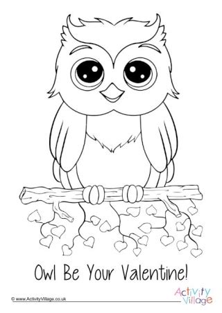 Valentine owl printables happy february everyone! Valentine's Day Colouring Pages