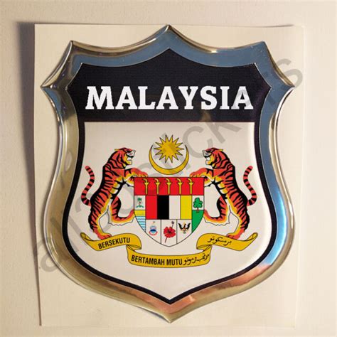 Sticker Malaysia Emblem Coat Of Arms Shield 3d Resin Domed Gel Vinyl
