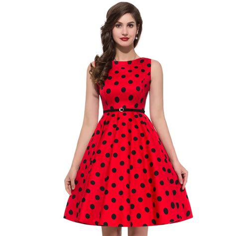 Women Summer Style Inspired Vintage Clothing Retro 50s Big Swing Audrey Hepburn Pinup Polka Dot