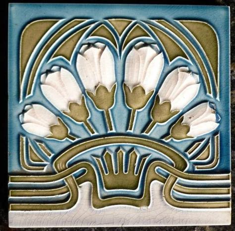 Art Nouveau European Ceramic Tile Reproduction Retro Azulejo Vintage