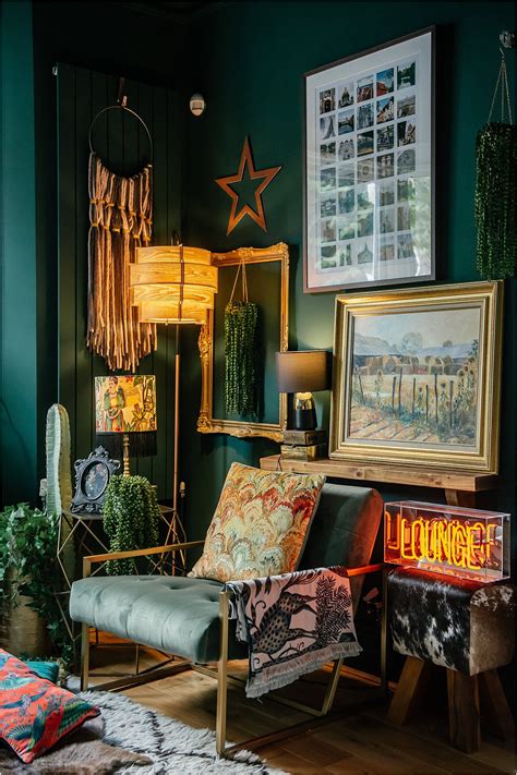 Dark Green Living Room Wall Maximalist Eclectic In 2021 Maximalist
