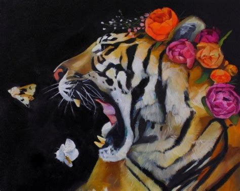 Fine Art Print Of Tiger With Flower Crown Etsy