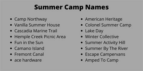 502 Catchy Summer Camp Names Ideas And Suggestions