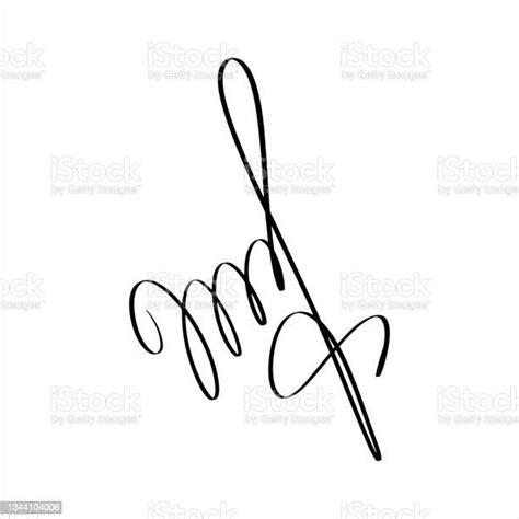 Black Manual Signature For Documents Isolated On White Background Hand