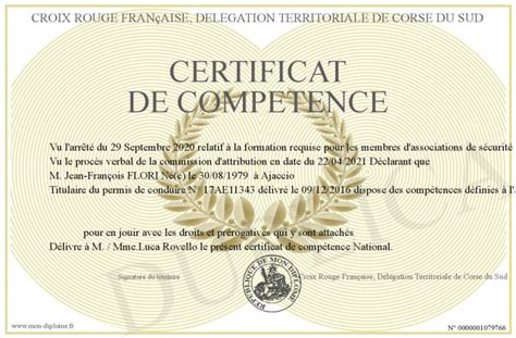 Certificat De Competence