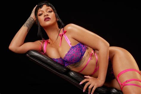 Rihanna Hot In Savage X Fenty Lingerie With Satin Ties Photos