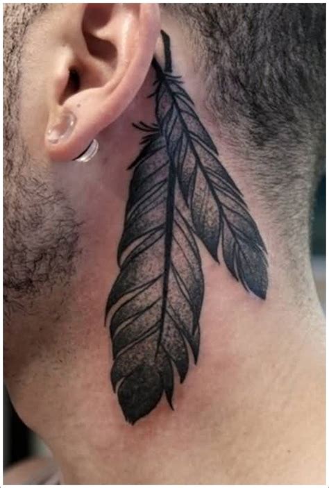 Feathers Tattoo Behind Ear