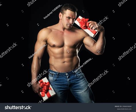 Attractive Shirtless Man Holding Present Images Stock Photos Vectors Shutterstock