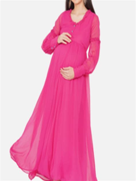 buy mine4nine women pink chiffon maternity maxi dress dresses for women 17903496 myntra