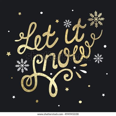Let Snow Christmas Card Gold Calligraphy Stock Vector Royalty Free