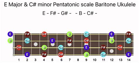 E Major And C♯ Minor Pentatonic Scale Notes And Chords On A Ukulele