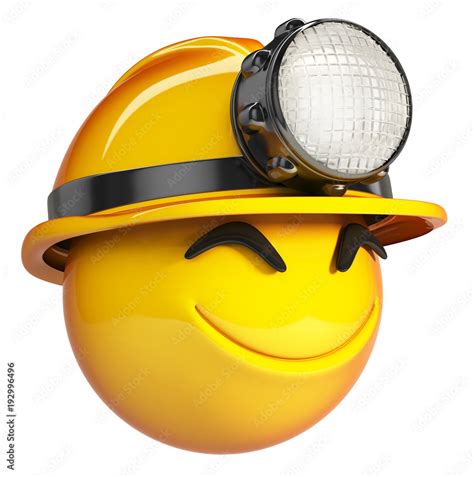 Emoji Construction Worker Emoticon Wearing Hard Hat 3d Rendering