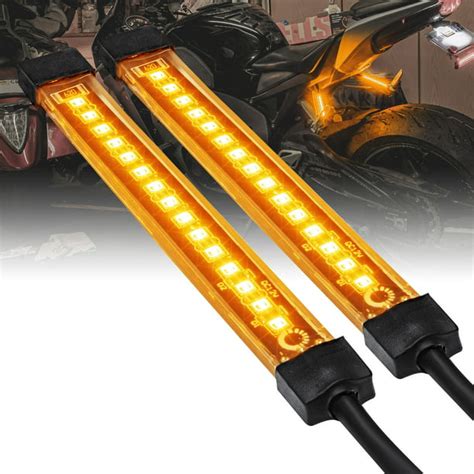 2pc 5 Amber Led Motorcycle Running And Turn Signal Tail Light Strip Kit