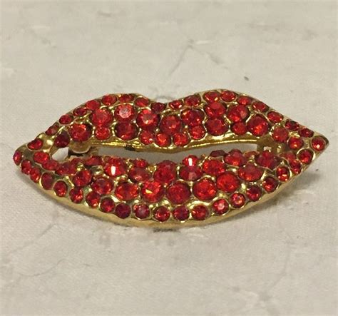red lips rhinestone crystals brooch pin love kiss unbranded rhinestone lips crystal brooch