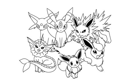 Free Printable Coloring Pages Pokemon Eevee Evolution All