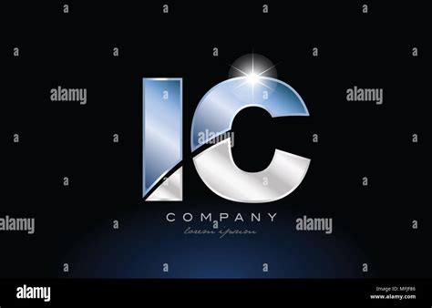 Alphabet Letter Ic I C Logo Design With Metal Blue Color Suitable For A