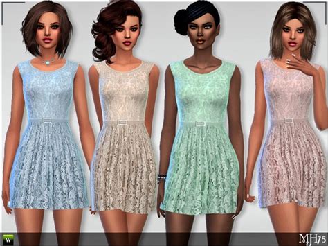 S4 Chic Lace Dress By Margeh 75 At Tsr Sims 4 Updates