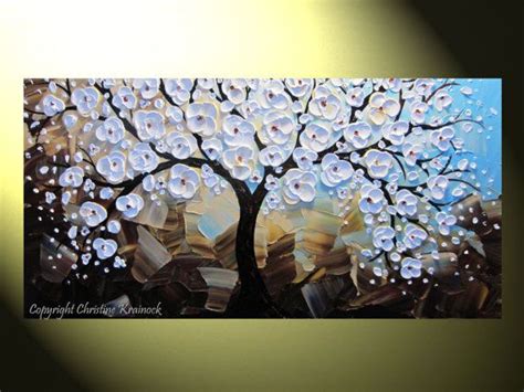 Original Abstract Cherry Tree Painting Blossoming Tree Of
