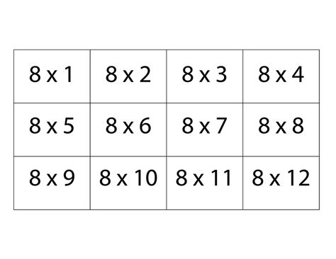 Multiplication Flash Cards Printable 8