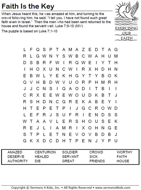 Faith Is The Key Word Search Puzzle