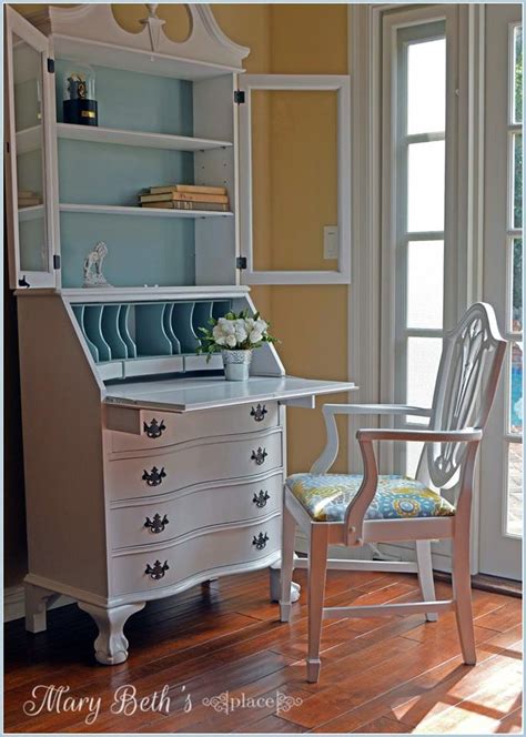 I hope you all had a this lovely governor winthrop painted desk with hutch has been painted with annie sloan chalk. Antique White and Persian Blue Secretary Desk | General ...