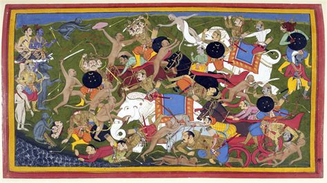 Battle At Lanka Ramayana Udaipur Painting Uhd 4k Wallpaper Pixelzcc
