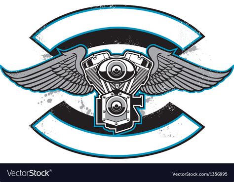 Motorbike Club Badge With Engine And Wings Vector Image