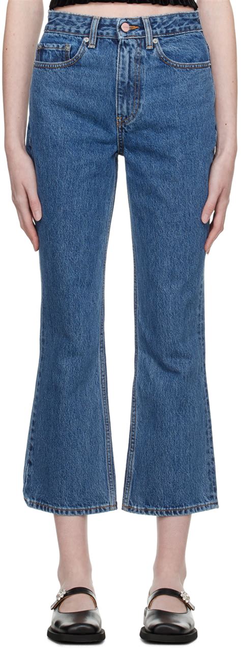 GANNI Blue Rigid Betzy Jeans SSENSE Canada