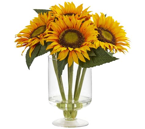 12 Sunflower Arrangement In Vase By Nearly Natural