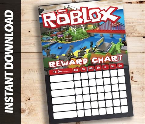 Instant Download Roblox Printable Reward Chart Gamer Block