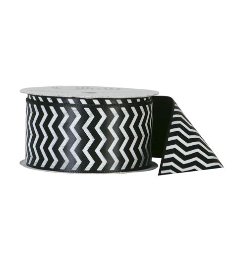 Offray Satin Ribbon 15x9 White Zigzag On Black Joann In 2023