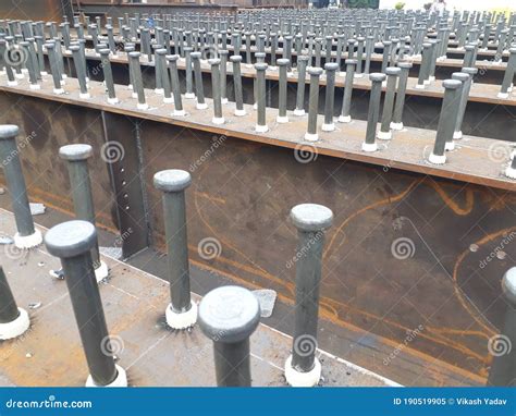 Shear Studs Welded On Beam With Feerule Stock Image Image Of Heavy