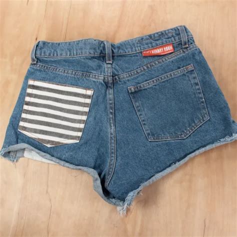 usa made the laundry room cut off denim shorts jorts sz 30 striped indie sleaze 29 00 picclick