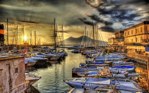 Wallpaper Naples Italy Sea Pier Wharf Boat Hdr 2560x1600