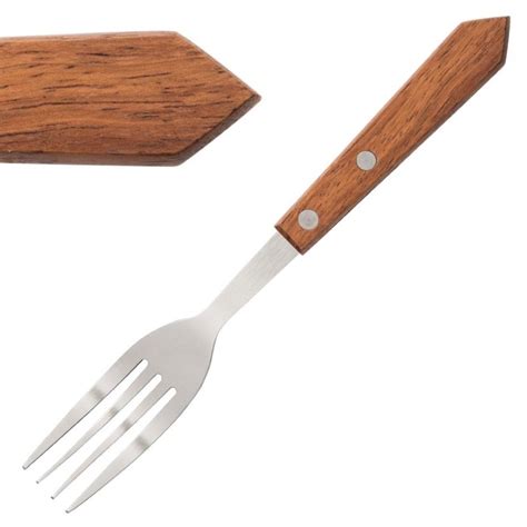 Olympia Steak Forks Wooden Handle C137 Next Day Catering