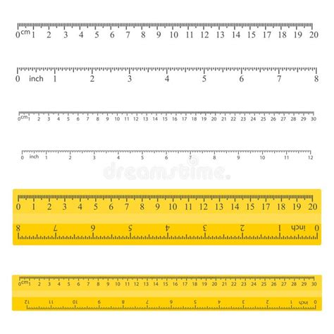 Color Yellow Measuring Rulers Set Centimeters And Inch Stationery