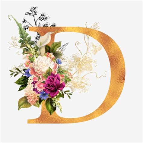 A floral pattern is a design using flowers and other natural elements like leaves, marine plants and seed pods. Floral Gold Alphabet in 2020 | Watercolor flowers, Floral ...