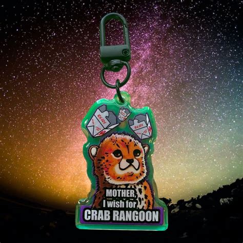 Mother I Wish For Crab Rangoon Baby Cheetah Cub Leopard Keychain Funny