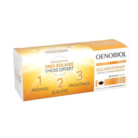 Oenobiol Solaire Intensif Préparateur Peau Normale 3x30 Gélules La
