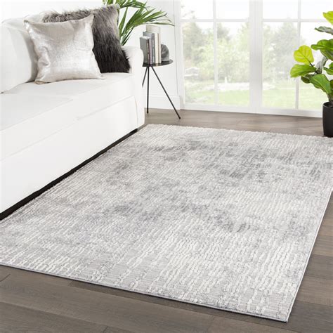 Elmira Abstract Light Gray White Area Rug 53 X 76 53 X 76