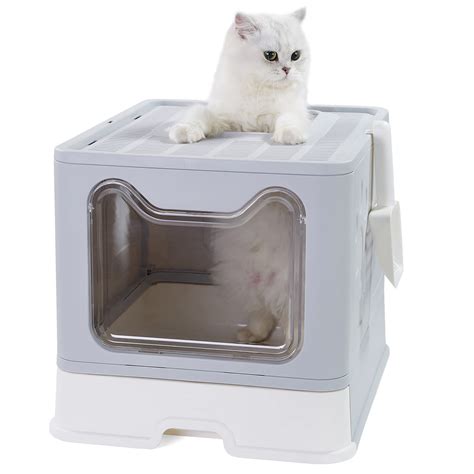 Vealind Foldable Cat Litter Tray Cats Litter Box With Front Entry And Top
