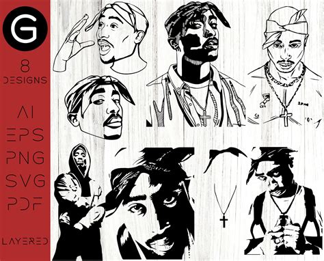 Artista De Rap 2pac Silhouette Pack Tupac Shakur Silhouette Etsy