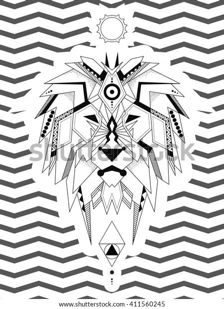 Coloring Page Geometric Lion Lion Considered Stock Vector Royalty Free