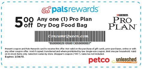 4 coupons and 6 deals which offer up to $10 off and extra discount, make sure to use one of them when you're shopping for proplan.com; PETCO PalsRewards: 5.00 off Any Pro Plan Dog Food & FREE Can