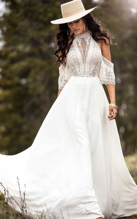 Simple Bohemian Wedding Dress With Removable Arm Cuffs June Wedding