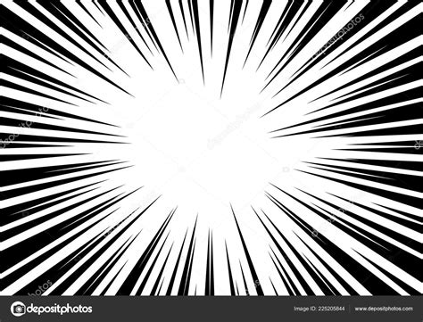 Radial Zoom Speed Line Black White Comic Background Vector Illustration